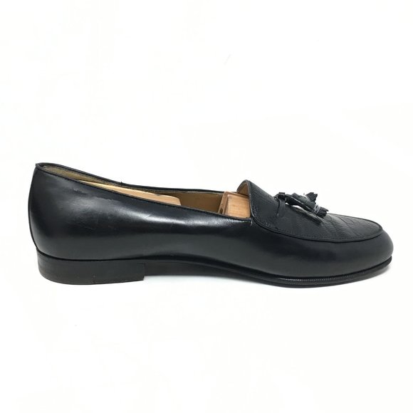 Men\'s Salvatore Ferragamo Loafers Shoes Size 9 2E Black Genuine Ostrich Claw main image 9